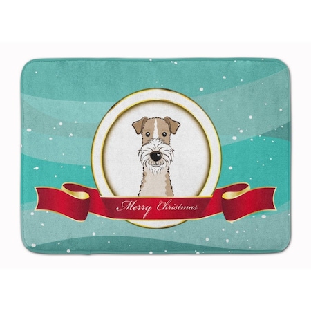 Carolines Treasures Wire Haired Fox Terrier Merry Christmas Machine Washable Memory Foam Mat BB1557RUG